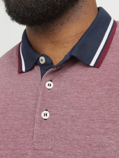Jack & Jones PAULOS Short Sleeve Polo Rio Red/PS - Polokošile - Polokošile 2XL-8XL - Trička s límečkem 2XL-8XL
