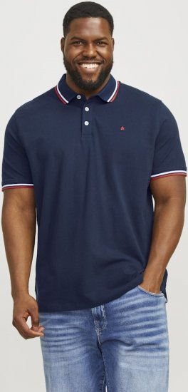 Jack & Jones PAULOS Short Sleeve Polo Navy Blazer - Polokošile - Polokošile 2XL-8XL - Trička s límečkem 2XL-8XL