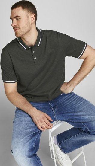 Jack & Jones PAULOS Short Sleeve Polo Green/PLAY 1 - Polokošile - Polokošile 2XL-8XL - Trička s límečkem 2XL-8XL