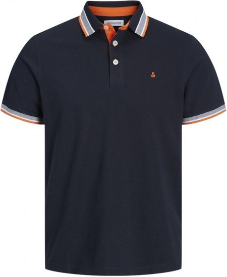 Jack & Jones PAULOS Short Sleeve Polo Black Navy/NEON - Polokošile - Polokošile 2XL-8XL - Trička s límečkem 2XL-8XL