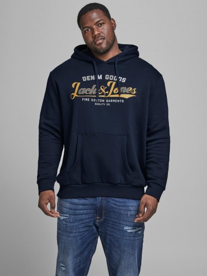Jack & Jones Elogo Sweat Hood Navy Blazer - Mikiny & mikiny s kapucí - Mikiny & Mikiny s kapucí 2XL-12XL
