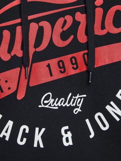 Jack & Jones Elogo Sweat Hood Black - Mikiny & mikiny s kapucí - Mikiny & Mikiny s kapucí 2XL-12XL