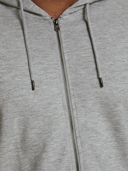 Jack & Jones Basic Sweat Zip Hood Light Grey Melange - Mikiny & mikiny s kapucí - Mikiny & Mikiny s kapucí 2XL-12XL