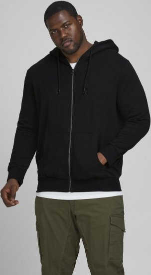 Jack & Jones Basic Sweat Zip Hood Black - Mikiny & mikiny s kapucí - Mikiny & Mikiny s kapucí 2XL-12XL