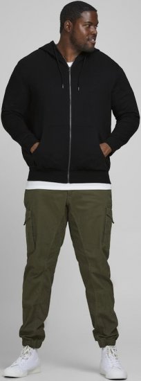 Jack & Jones Basic Sweat Zip Hood Black - Mikiny & mikiny s kapucí - Mikiny & Mikiny s kapucí 2XL-12XL