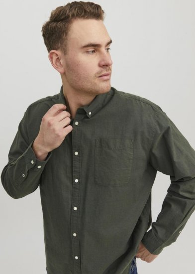 Jack & Jones OXFORD LS Shirt Green - Košile - Košile 2XL-10XL
