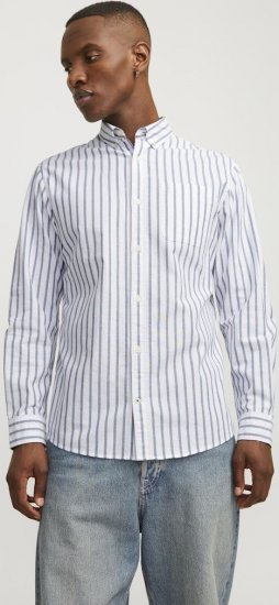 Jack & Jones OXFORD LS Shirt Striped Ensign Blue - Košile - Košile 2XL-10XL