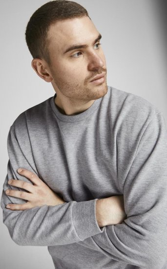 Jack & Jones Basic Sweatshirt Light Grey Melange - Mikiny & mikiny s kapucí - Mikiny & Mikiny s kapucí 2XL-12XL