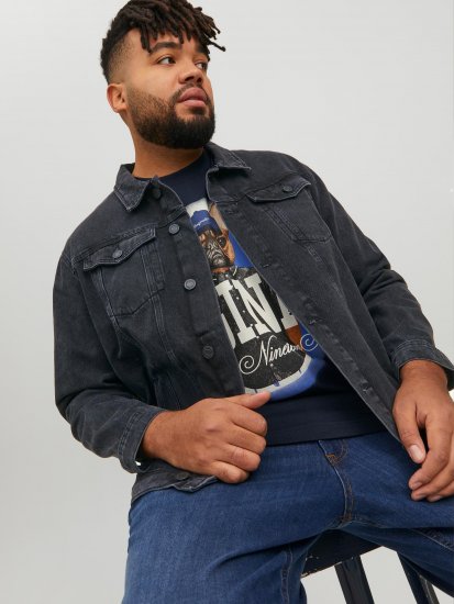 Jack & Jones JJIJEAN Denim Jacket Black Denim - Bundy - Bundy Nadměrné Velikosti - 2XL-8XL