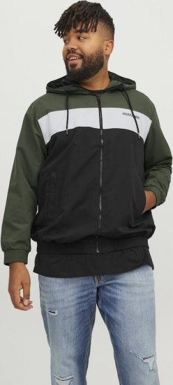 Jack & Jones RUSH Bomber Jacket with Hood Green - Bundy - Bundy Nadměrné Velikosti - 2XL-8XL