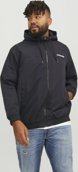 Jack & Jones RUSH SOLID Bomber Jacket with Hood Black - Bundy - Bundy Nadměrné Velikosti - 2XL-8XL