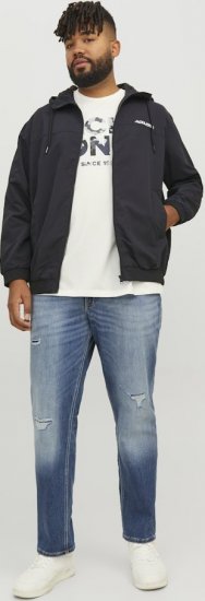 Jack & Jones RUSH SOLID Bomber Jacket with Hood Black - Bundy - Bundy Nadměrné Velikosti - 2XL-8XL