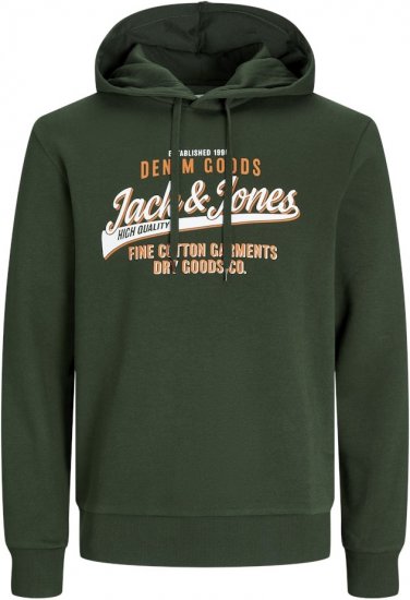 Jack & Jones 2 COL LOGO Hoodie Kombu Green - Mikiny & mikiny s kapucí - Mikiny & Mikiny s kapucí 2XL-12XL