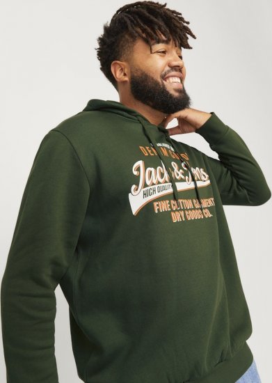 Jack & Jones 2 COL LOGO Hoodie Kombu Green - Mikiny & mikiny s kapucí - Mikiny & Mikiny s kapucí 2XL-12XL