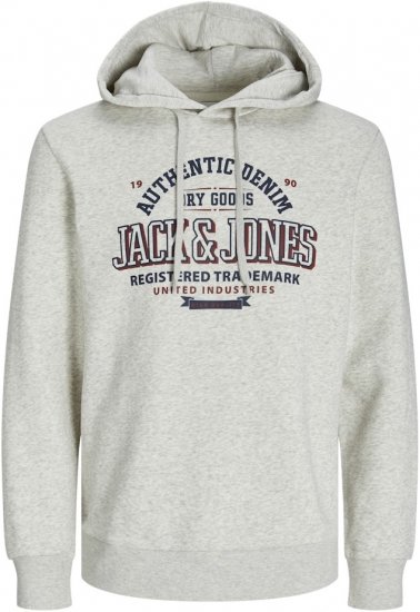 Jack & Jones 2 COL LOGO Hoodie White Melange - Mikiny & mikiny s kapucí - Mikiny & Mikiny s kapucí 2XL-12XL