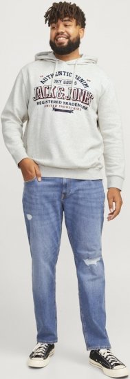 Jack & Jones 2 COL LOGO Hoodie White Melange - Mikiny & mikiny s kapucí - Mikiny & Mikiny s kapucí 2XL-12XL