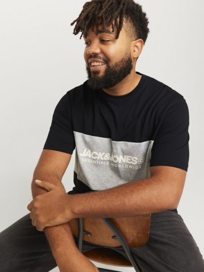 Jack & Jones LEGACY BLOCKING T-Shirt Black - Trička - Trička nadměrné velikosti - 2XL-14XL