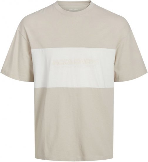 Jack & Jones LEGACY BLOCKING T-Shirt Beige - Trička - Trička nadměrné velikosti - 2XL-14XL