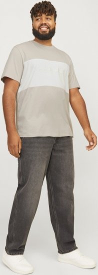 Jack & Jones LEGACY BLOCKING T-Shirt Beige - Trička - Trička nadměrné velikosti - 2XL-14XL