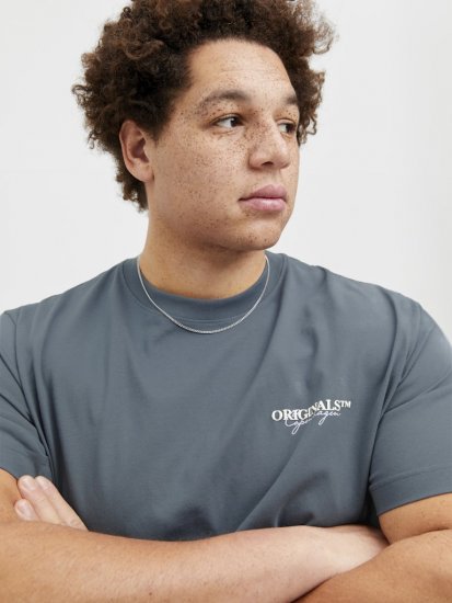 Jack & Jones Lington Crew Neck T-Shirt Grey - Trička - Trička nadměrné velikosti - 2XL-14XL