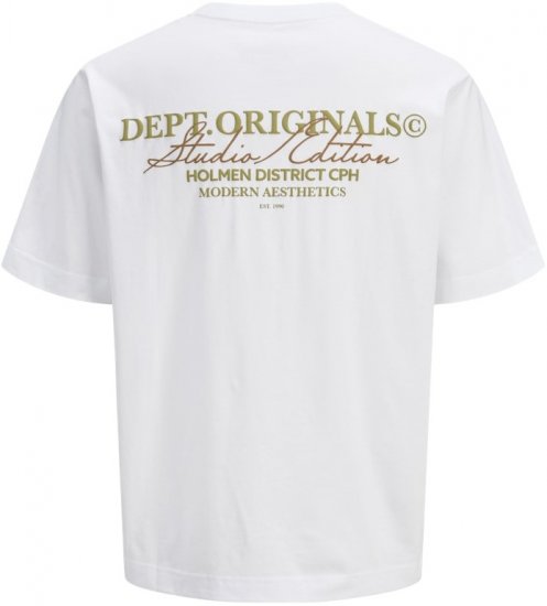 Jack & Jones Lington Crew Neck T-Shirt Bright White - Trička - Trička nadměrné velikosti - 2XL-14XL