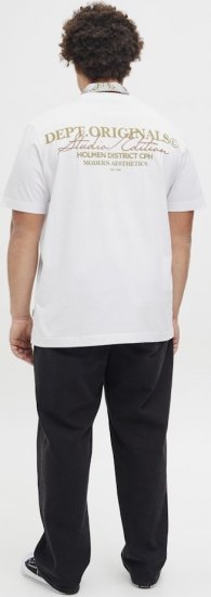 Jack & Jones Lington Crew Neck T-Shirt Bright White - Trička - Trička nadměrné velikosti - 2XL-14XL