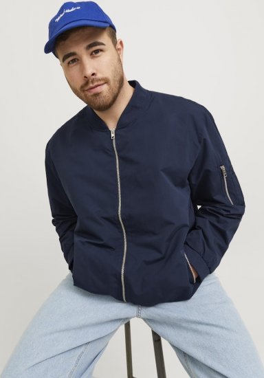 Jack & Jones RUSH Bomber Jacket Navy Blazer - Bundy - Bundy Nadměrné Velikosti - 2XL-8XL
