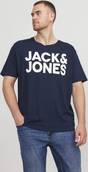 Jack & Jones CORP Logo T-Shirt Navy Blazer - Trička - Trička nadměrné velikosti - 2XL-14XL