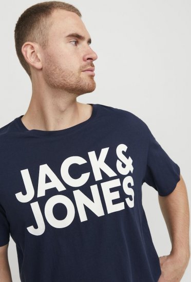 Jack & Jones CORP Logo T-Shirt Navy Blazer - Trička - Trička nadměrné velikosti - 2XL-14XL