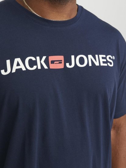 Jack & Jones Corp Logo Crew Neck T-Shirt Navy Blazer - Trička - Trička nadměrné velikosti - 2XL-14XL