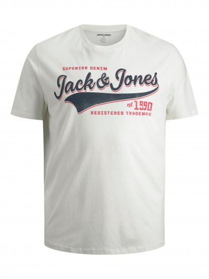 Jack & Jones JJELOGO TEE White - Trička - Trička nadměrné velikosti - 2XL-14XL