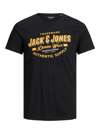 Jack & Jones JJELOGO TEE Black - Trička - Trička nadměrné velikosti - 2XL-14XL