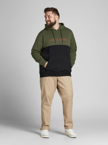 Jack & Jones JJEURBAN BLOCKING SWEAT Forest Green - Mikiny & mikiny s kapucí - Mikiny & Mikiny s kapucí 2XL-12XL