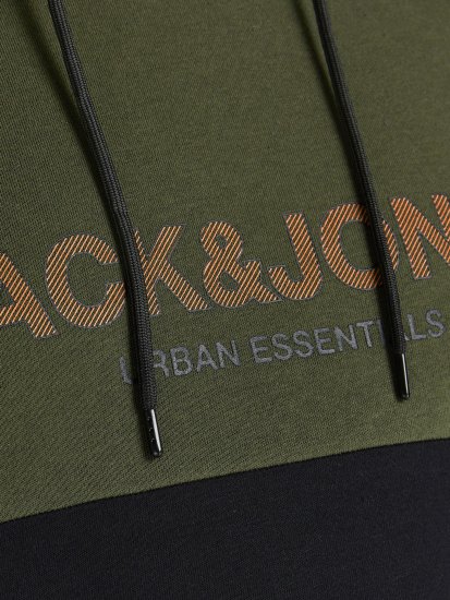 Jack & Jones JJEURBAN BLOCKING SWEAT Forest Green - Mikiny & mikiny s kapucí - Mikiny & Mikiny s kapucí 2XL-12XL