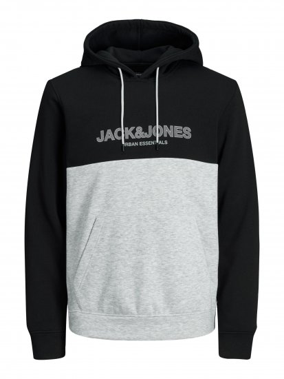 Jack & Jones JJEURBAN BLOCKING SWEAT Black - Mikiny & mikiny s kapucí - Mikiny & Mikiny s kapucí 2XL-12XL