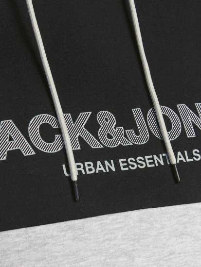 Jack & Jones JJEURBAN BLOCKING SWEAT Black - Mikiny & mikiny s kapucí - Mikiny & Mikiny s kapucí 2XL-12XL