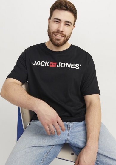 Jack & Jones Corp Logo Crew Neck T-Shirt Black - Trička - Trička nadměrné velikosti - 2XL-14XL