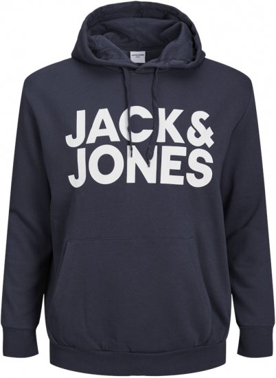 Jack & Jones CORP LOGO Large Print Hoodie Navy Blazer - Mikiny & mikiny s kapucí - Mikiny & Mikiny s kapucí 2XL-12XL