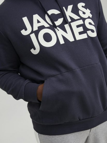 Jack & Jones CORP LOGO Large Print Hoodie Navy Blazer - Mikiny & mikiny s kapucí - Mikiny & Mikiny s kapucí 2XL-12XL
