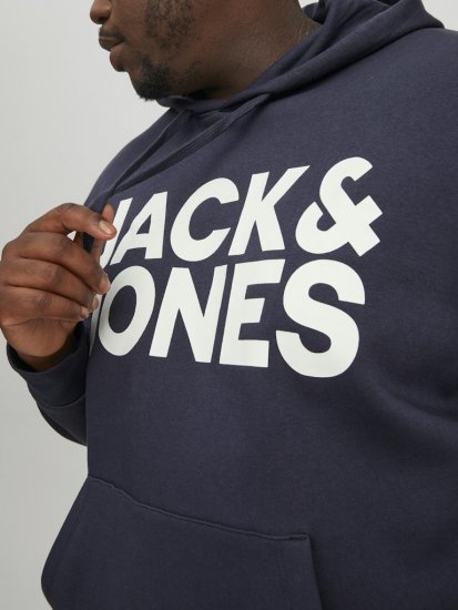 Jack & Jones CORP LOGO Large Print Hoodie Navy Blazer - Mikiny & mikiny s kapucí - Mikiny & Mikiny s kapucí 2XL-12XL