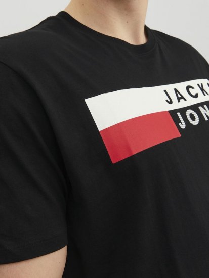 Jack & Jones CORP Logo T-Shirt Black/PLAY 4 - Trička - Trička nadměrné velikosti - 2XL-14XL