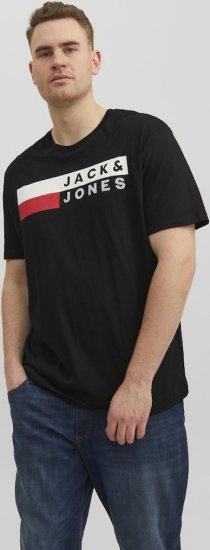 Jack & Jones CORP Logo T-Shirt Black/PLAY 4 - Trička - Trička nadměrné velikosti - 2XL-14XL