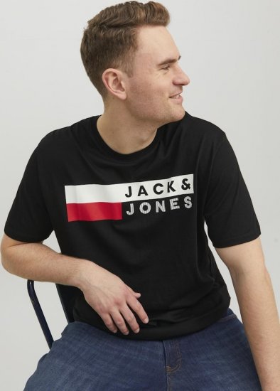 Jack & Jones CORP Logo T-Shirt Black/PLAY 4 - Trička - Trička nadměrné velikosti - 2XL-14XL