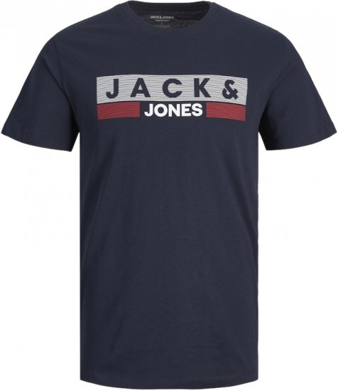Jack & Jones CORP Logo T-Shirt Navy/PLAY 4 - Trička - Trička nadměrné velikosti - 2XL-14XL