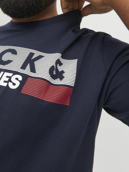 Jack & Jones CORP Logo T-Shirt Navy/PLAY 4 - Trička - Trička nadměrné velikosti - 2XL-14XL