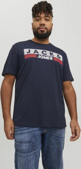 Jack & Jones CORP Logo T-Shirt Navy/PLAY 4 - Trička - Trička nadměrné velikosti - 2XL-14XL