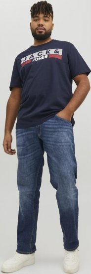 Jack & Jones CORP Logo T-Shirt Navy/PLAY 4 - Trička - Trička nadměrné velikosti - 2XL-14XL
