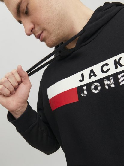 Jack & Jones CORP LOGO PLAY 4 Print Hoodie Black - Mikiny & mikiny s kapucí - Mikiny & Mikiny s kapucí 2XL-12XL