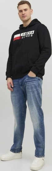 Jack & Jones CORP LOGO PLAY 4 Print Hoodie Black - Mikiny & mikiny s kapucí - Mikiny & Mikiny s kapucí 2XL-12XL