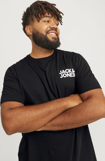 Jack & Jones CORP Logo T-Shirt Black - Trička - Trička nadměrné velikosti - 2XL-14XL